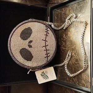 RARE HTF SkinnyDip Jack Skellington Rhinestone Halloween Circle Bag Purse